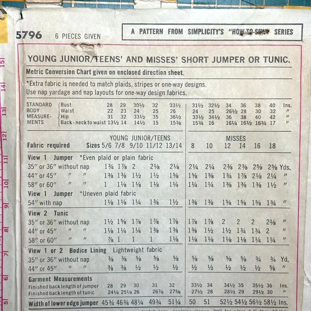 Vintage Simplicity Short Jumper or Tunic Pattern #5796 Size 9/10 CUT Teen/Jr 70s